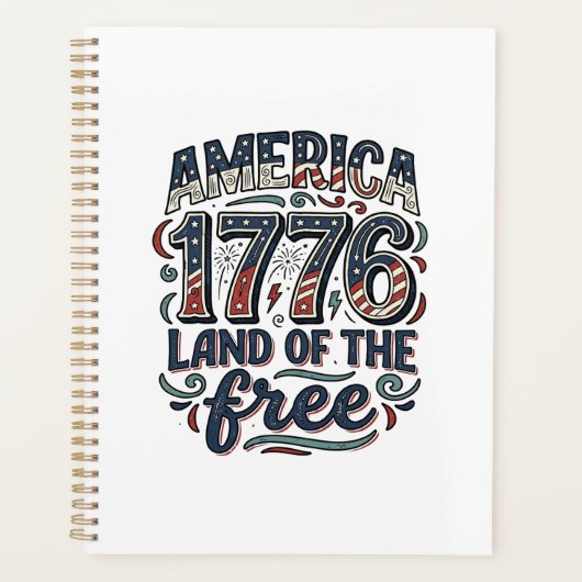 ヴィンテージ アメリカ 1776 自由の国Tシャツ デザイン プランナー手帳 (正面)