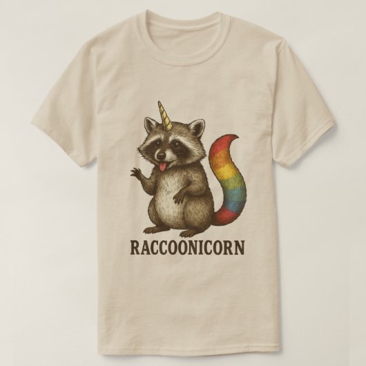 ヴィンテージ・アライグニコーン | 虹色の尾を持つアライグマのユニコーン Tシャツ (デザイン正面)