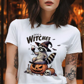 ヴィンテージ・アライグマ・ハロウィン・デザイン「Drink Up Witches」 Tシャツ