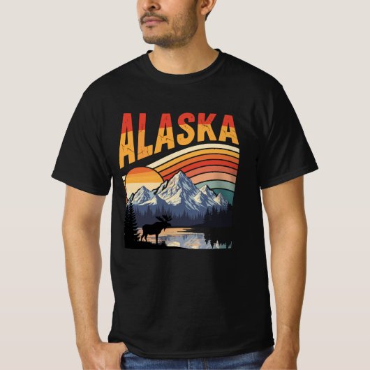ヴィンテージ アラスカ 山の夕焼け Tシャツ (正面)