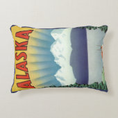 ヴィンテージ アラスカ 旅行 ポスター アート, 風景 アクセントクッション (正面)