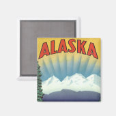 ヴィンテージ アラスカ 旅行 ポスター アート, 風景 マグネット (正面/裏面)
