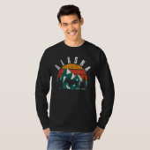 ヴィンテージ アラスカ 日没 アラスカ モース 山々 野生生物 Tシャツ (正面フル)