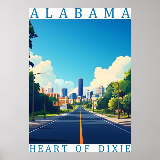 ヴィンテージ アラバマ州 "Heart of Dixie" 旅行ポスター ポスター (正面)