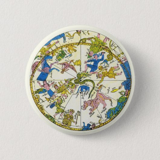 ヴィンテージ、アラビア球体、星座 缶バッジ (正面)