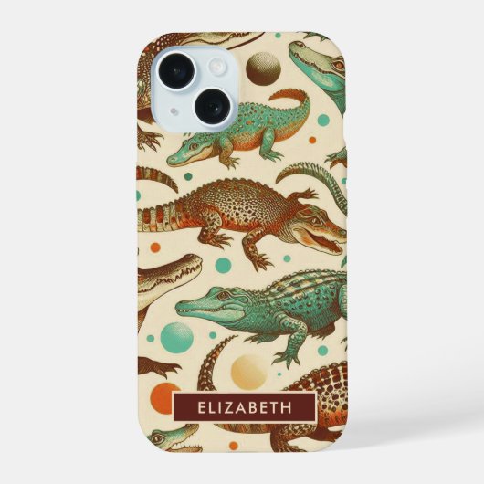 ヴィンテージ・アリゲーター・シームレス iPhone 15ケース (裏面)