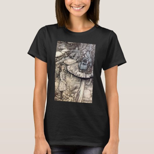 ヴィンテージ アリスと水煙草を吸うイモムシ Tシャツ (正面)
