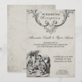 ヴィンテージ アリスインワンダーランド ウェディング レセプション カード (正面/裏面)