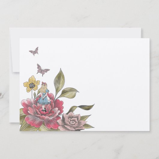 ヴィンテージ アリスインワンダーランド ウサギの鉛筆スケッチ セーブザデート (裏面)