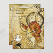 ヴィンテージ アリスインワンダーランド ウサギ ベイビーシャワー 招待状 (正面/裏面)