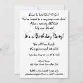 ヴィンテージ アリスインワンダーランド ガール バースデーパーティー 招待状 (裏面)