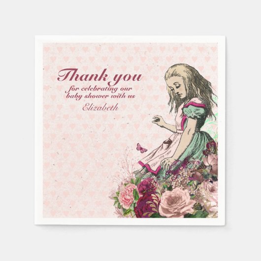 ヴィンテージ アリスインワンダーランド ティーパーティー オーダーメイド パーティー スタンダードカクテルナプキン (正面)