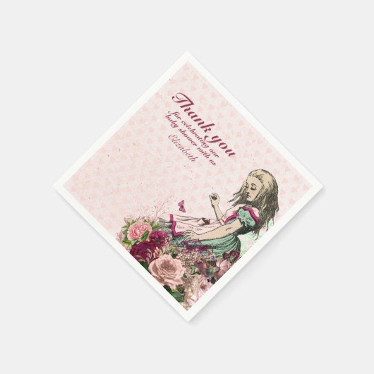 ヴィンテージ アリスインワンダーランド ティーパーティー オーダーメイド パーティー スタンダードカクテルナプキン (角)