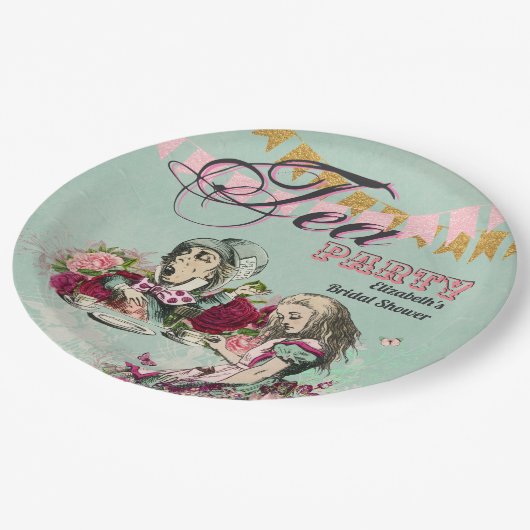 ヴィンテージ アリスインワンダーランド ティーパーティー オーダーメイド パーティー ペーパープレート (アングル)