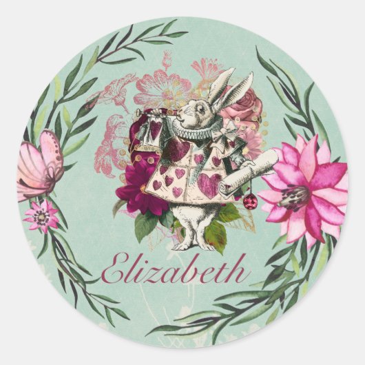 ヴィンテージ アリスインワンダーランド ティーパーティー オーダーメイド パーティー ラウンドシール (正面)