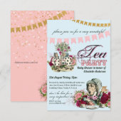 ヴィンテージ アリスインワンダーランド ティーパーティー オーダーメイド パーティー 招待状 (正面/裏面)