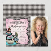 ヴィンテージ アリスインワンダーランド 誕生日パーティー 招待状 (正面/裏面)