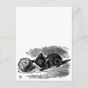 ヴィンテージ アリスインワンダーランド 黒猫 書籍の挿絵 ポストカード