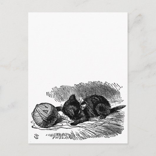 ヴィンテージ アリスインワンダーランド 黒猫 書籍の挿絵 ポストカード (正面)