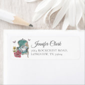 ヴィンテージ・アリス・イン・ワンダーランド緑の椅子に座る ラベル (インサイチュ)