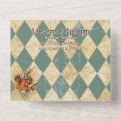 ヴィンテージ アリス ホワイト ラビット オールインワン 招待状 (裏面)