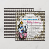 ヴィンテージ アリス ワンダーランド ベビーシャワー 招待状 (正面/裏面)