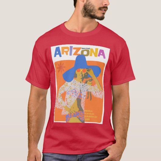 ヴィンテージ アリゾナ トラベル ポスター 70年代鮮やかな色彩 Tシャツ (正面)