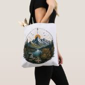 ヴィンテージ アルプスの荒野アドベンチャー風景アート トートバッグ (クローズアップ)