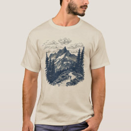ヴィンテージ アルプス山岳 エングレービング アート Tシャツ