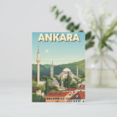 ヴィンテージ アンカラ トルコ 旅行ポスター モスク ポストカード (スタンド正面)
