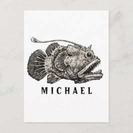 ヴィンテージ アングラーフィッシュ 深海魚 名前入れ可能 ポストカード
