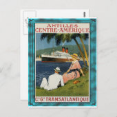 ヴィンテージ アンティルズ クルーズ アート ポストカード (正面/裏面)