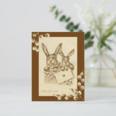 ヴィンテージ/アンティークイースターラビットセピアポストカード シーズンポストカード (スタンド正面)