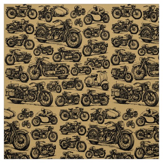 ヴィンテージ・アンティークバイク柄 ファブリック (見本)