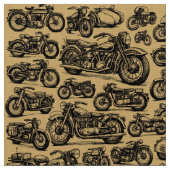 ヴィンテージ・アンティークバイク柄 ファブリック (クローズアップ)