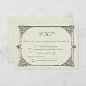 ヴィンテージ/アンティークフレームスタイルRSVP応答カード 出欠カード (正面/裏面)