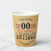 ヴィンテージ、アンティーク誕生日デザイン 紙コップ (裏面)