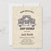 ヴィンテージ、アンティーク車のベビーシャワー 招待状 (正面)