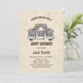 ヴィンテージ、アンティーク車のベビーシャワー 招待状 (スタンド正面)