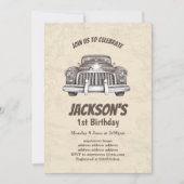 ヴィンテージ、アンティーク車の誕生日の招待状 招待状 (正面)