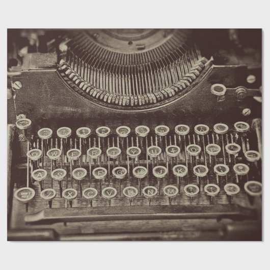 ヴィンテージ アンティーク セピアトーン オールド タイプライター ラッピングペーパー (フラット)