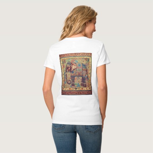 ヴィンテージ アンティーク ゾウ モチーフ アート Tシャツ (裏面フル)