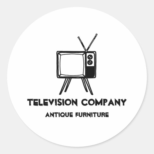 ヴィンテージ アンティーク テレビ ラウンドシール (正面)