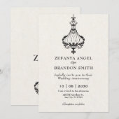 ヴィンテージ アンティーク ビクトリアン シャンデリア アニバーサリー 招待状 (正面/裏面)