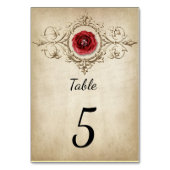 ヴィンテージ アンティーク レッドローズ テーブルナンバーカード テーブルナンバー (裏面)