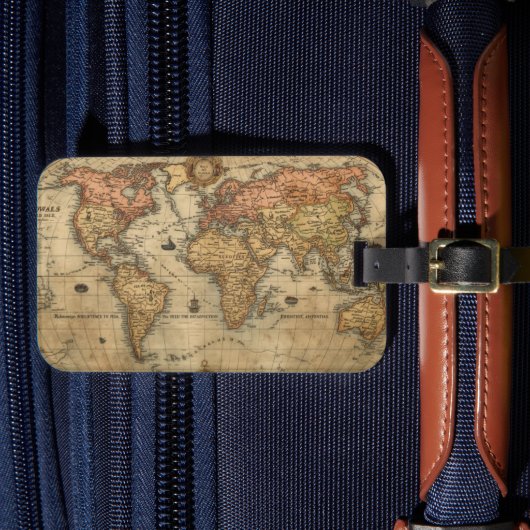 ヴィンテージ アンティーク 世界地図 ラゲッジタグ (正面インサイチュ4)
