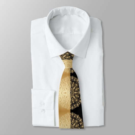 ヴィンテージ,アンティーク,金ゴールド,黒,パターン,シック,エレガント, ネクタイ (タイ)