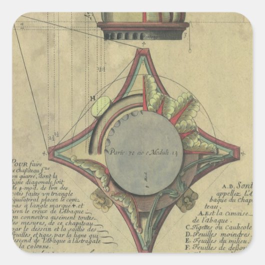 ヴィンテージ アーキテクチャ、装飾的なキャピタル クラウン スクエアシール (正面)