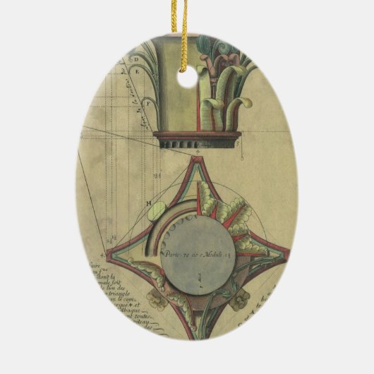 ヴィンテージ アーキテクチャ、装飾的なキャピタル クラウン セラミックオーナメント (裏面)