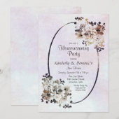 ヴィンテージ アースィー フローラル ハウスウォーミング パーティー 招待状 (正面/裏面)